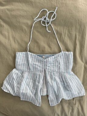 American Eagle Cinched Flyaway Striped Halter Top